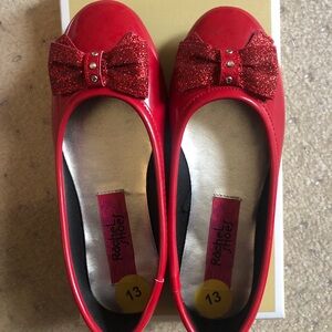 Gorgeous Red Girls Flat Shoes. Size 13. Rachel Shoes.